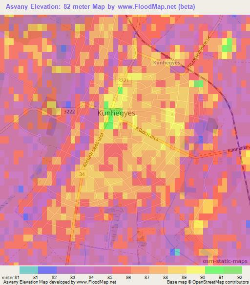 Asvany,Hungary Elevation Map