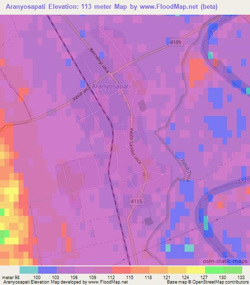 Aranyosapati,Hungary Elevation Map