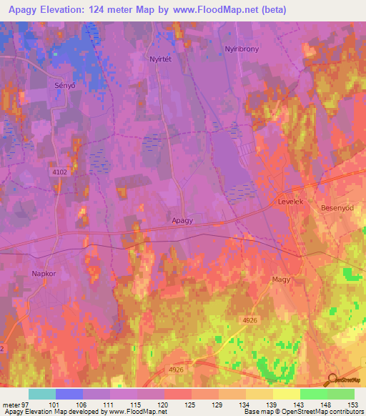 Apagy,Hungary Elevation Map