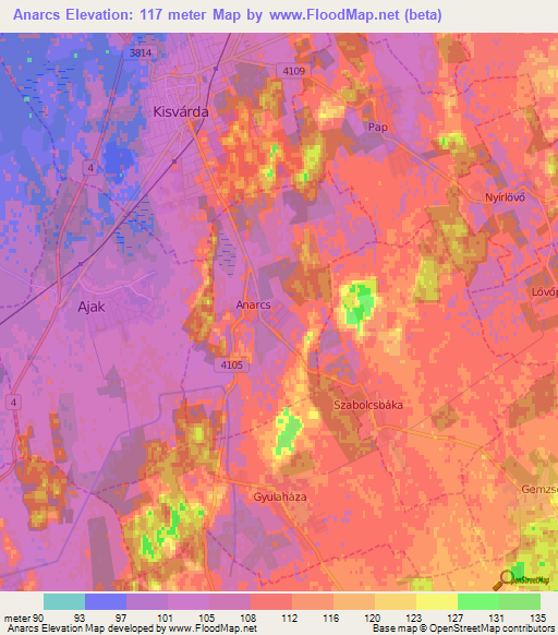 Anarcs,Hungary Elevation Map