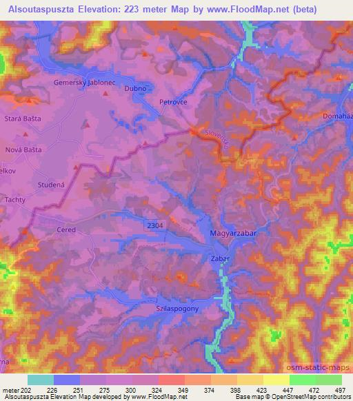 Alsoutaspuszta,Hungary Elevation Map