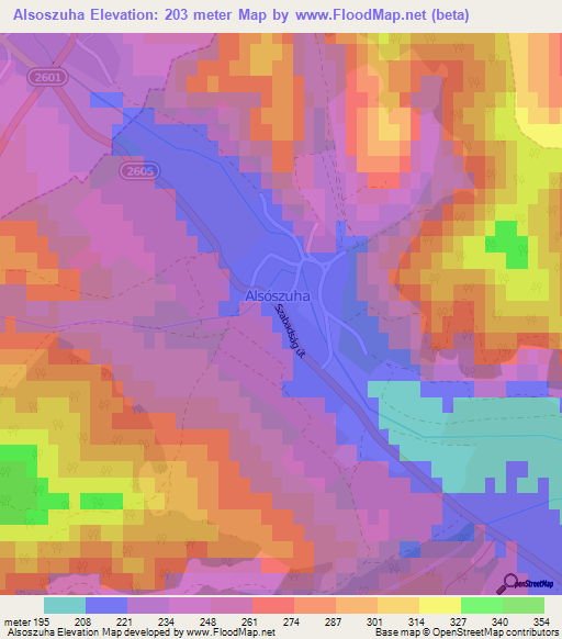Alsoszuha,Hungary Elevation Map