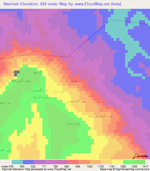 Namirah,Yemen Elevation Map