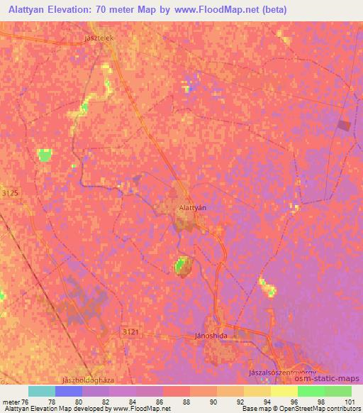 Alattyan,Hungary Elevation Map