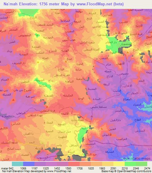Na`mah,Yemen Elevation Map