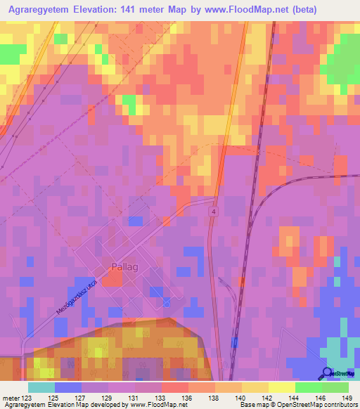 Agraregyetem,Hungary Elevation Map