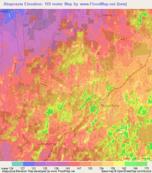 Abapuszta,Hungary Elevation Map