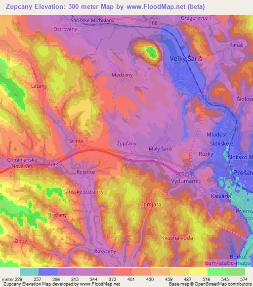 Zupcany,Slovakia Elevation Map