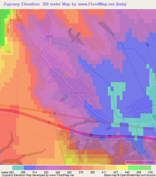 Zupcany,Slovakia Elevation Map