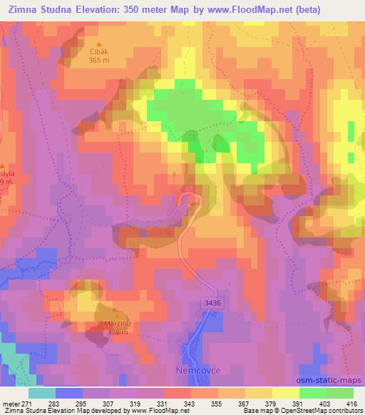 Zimna Studna,Slovakia Elevation Map