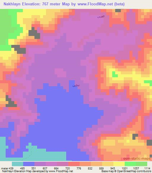 Nakhlayn,Yemen Elevation Map
