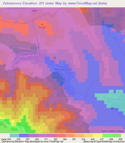 Zelmanovce,Slovakia Elevation Map