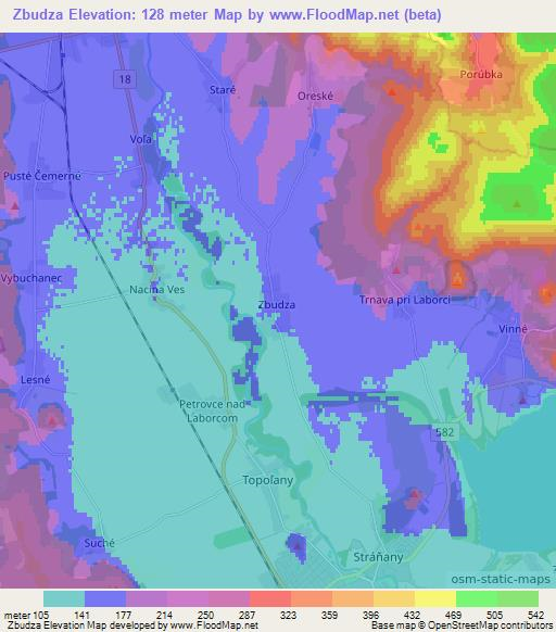 Zbudza,Slovakia Elevation Map