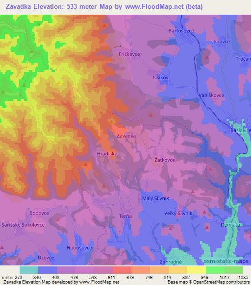 Zavadka,Slovakia Elevation Map