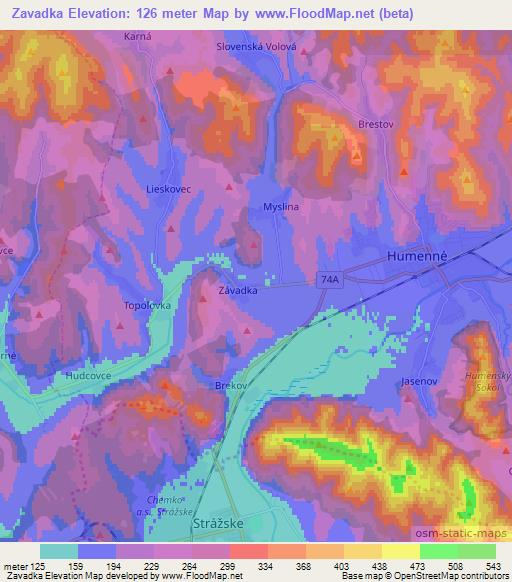 Zavadka,Slovakia Elevation Map