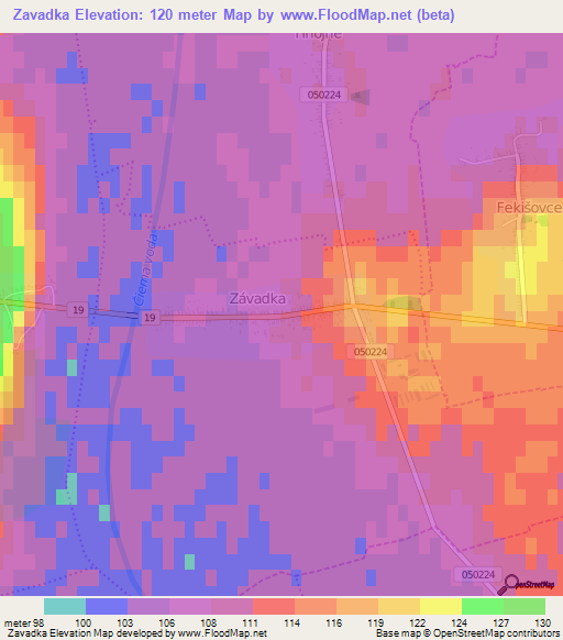 Zavadka,Slovakia Elevation Map