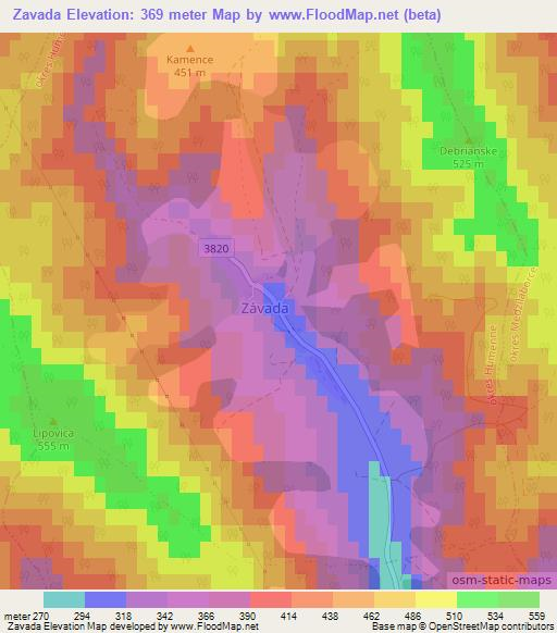 Zavada,Slovakia Elevation Map