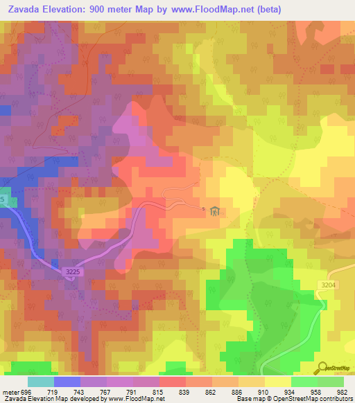 Zavada,Slovakia Elevation Map