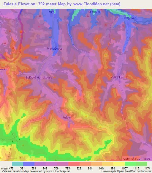 Zalesie,Slovakia Elevation Map