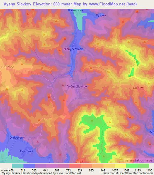 Vysny Slavkov,Slovakia Elevation Map