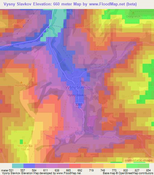 Vysny Slavkov,Slovakia Elevation Map