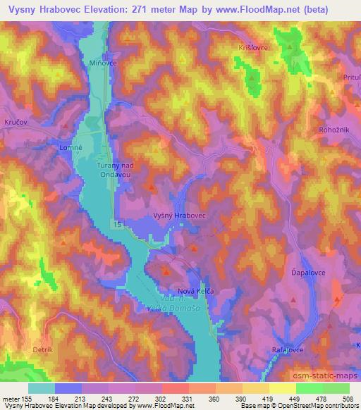 Vysny Hrabovec,Slovakia Elevation Map