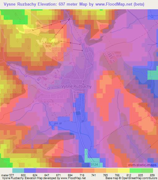 Vysne Ruzbachy,Slovakia Elevation Map