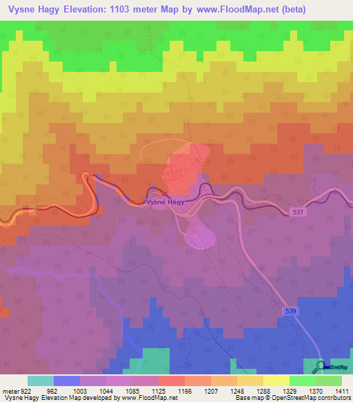 Vysne Hagy,Slovakia Elevation Map