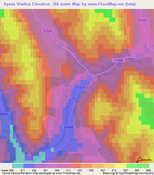 Vysna Vladica,Slovakia Elevation Map