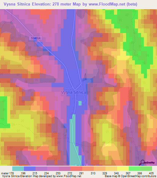 Vysna Sitnica,Slovakia Elevation Map