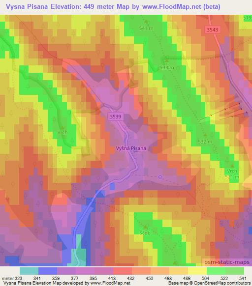 Vysna Pisana,Slovakia Elevation Map