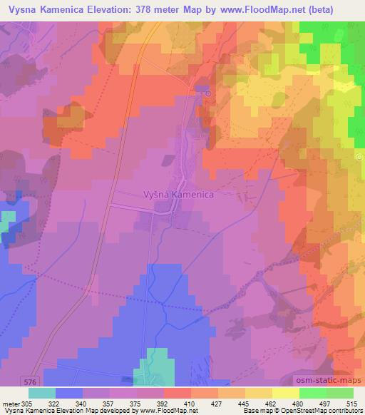 Vysna Kamenica,Slovakia Elevation Map