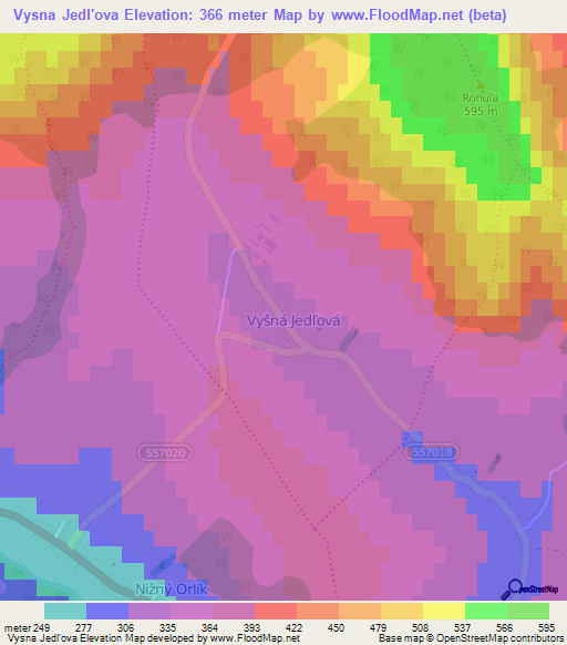 Vysna Jedl'ova,Slovakia Elevation Map