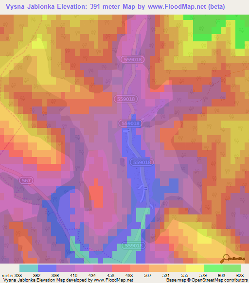 Vysna Jablonka,Slovakia Elevation Map