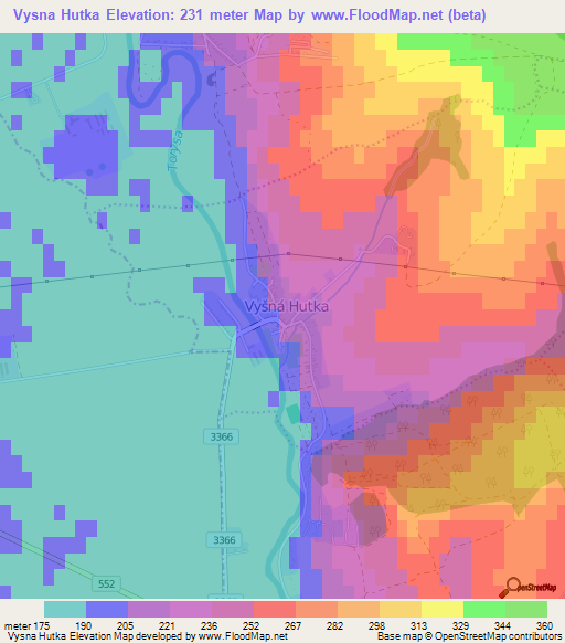 Vysna Hutka,Slovakia Elevation Map