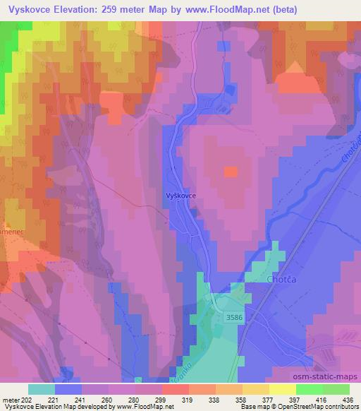 Vyskovce,Slovakia Elevation Map