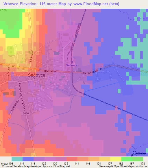 Vrbovce,Slovakia Elevation Map