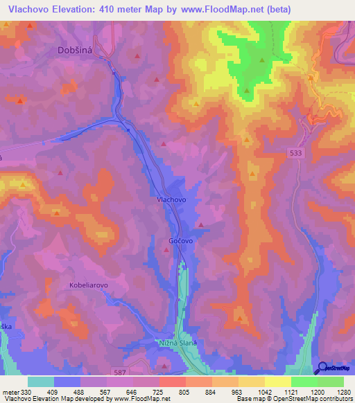 Vlachovo,Slovakia Elevation Map