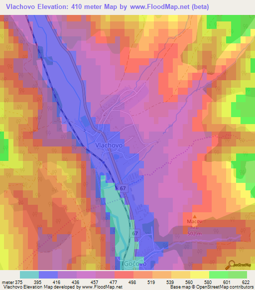 Vlachovo,Slovakia Elevation Map