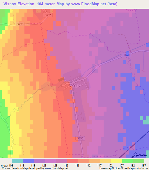 Visnov,Slovakia Elevation Map