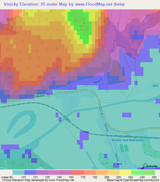 Vinicky,Slovakia Elevation Map
