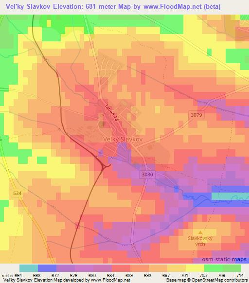 Vel'ky Slavkov,Slovakia Elevation Map