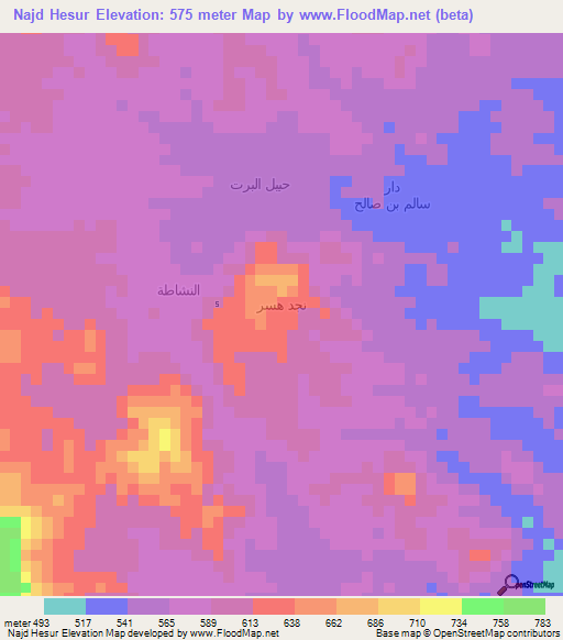 Najd Hesur,Yemen Elevation Map