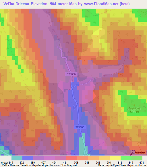 Vel'ka Driecna,Slovakia Elevation Map