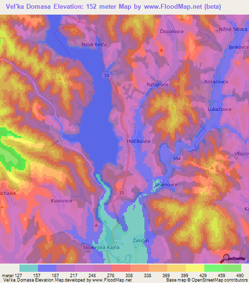 Vel'ka Domasa,Slovakia Elevation Map