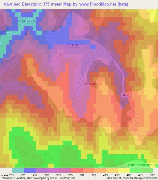 Vavrinec,Slovakia Elevation Map