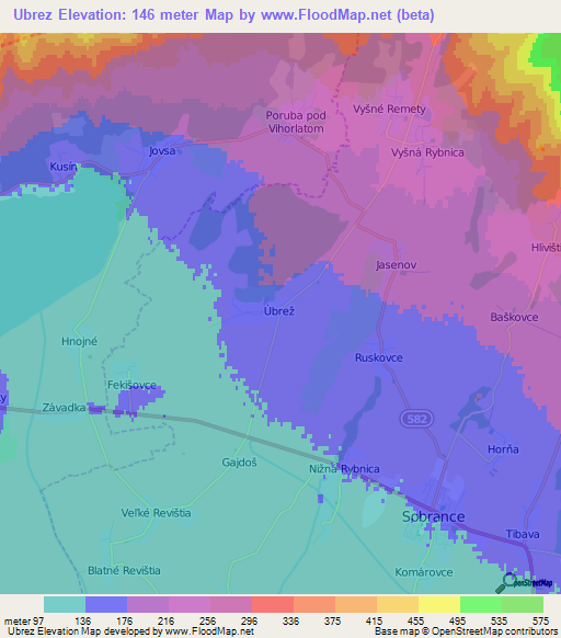 Ubrez,Slovakia Elevation Map