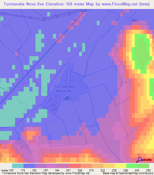 Turnianska Nova Ves,Slovakia Elevation Map