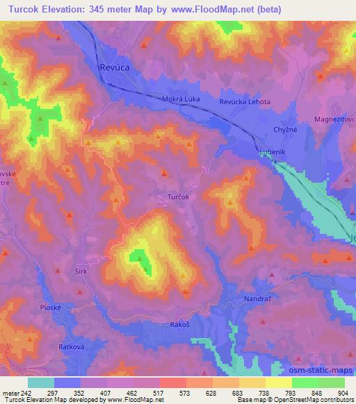 Turcok,Slovakia Elevation Map