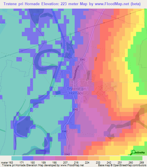 Trstene pri Hornade,Slovakia Elevation Map
